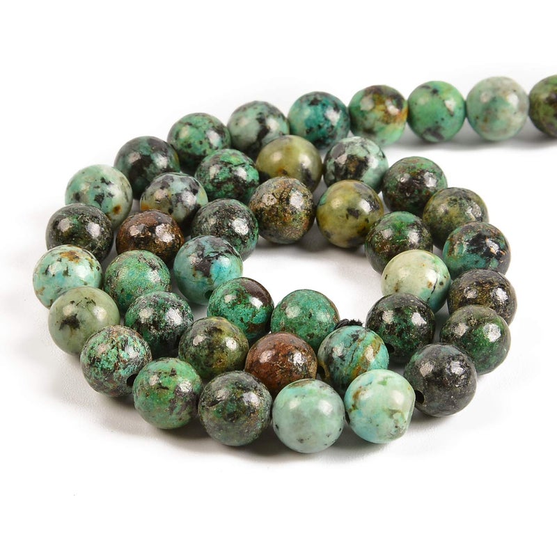 Nancybeads 45pcs 8mm Natural African Turquoise Gemstone Round Spacer Loose Stone Beads for Jewelry Making 15.5" 1 Strand (African Turquoise, 8mm 45Beads) - Image 2